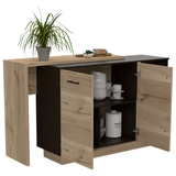Sicilia Kitchen Island, Two External Shelves, Double Door Cabinets, Three Shelves