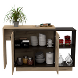 Sicilia Kitchen Island, Two External Shelves, Double Door Cabinets, Three Shelves