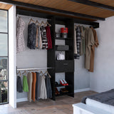 Manchester 250 Closet System with Five Open Shelves, Single Storage Drawer, Three Metal Hanging Rods and Expansive Modular Layout for Organized Clothing Display, Functional Wardrobe Storage and Modern Bedroom Efficiency