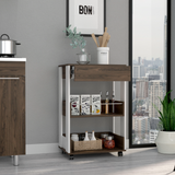 Tuhome Verona Kitchen Cart with Three Spacious Shelves, Functional Countertop Surface, Smooth Four-Caster Mobility System, Modern Multi-Level Storage Design for Organized and Efficient Everyday Kitchen Use