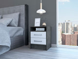 TUHOME Eter Nightstand with Two Drawers, Open Storage Shelf and Spacious Top Surface for Bedroom or Living Room Organization, Modern Minimalist Bedside Table with Functional Design for Daily Essentials