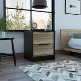 Tuhome Kaia Small Nightstand with Two Spacious Drawers and Metal Handles, Modern Bedside Storage Cabinet with Superior Top for Bedroom Organization, Compact Functional Furniture for Everyday Essentials