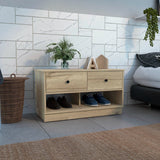 Hamilton Storage Bench with Two Spacious Drawers, Dual Open Shelves for Shoe or Accessory Organization, Sturdy Top Surface and Versatile Entryway or Bedroom Design for Modern Home Storage and Everyday Convenience