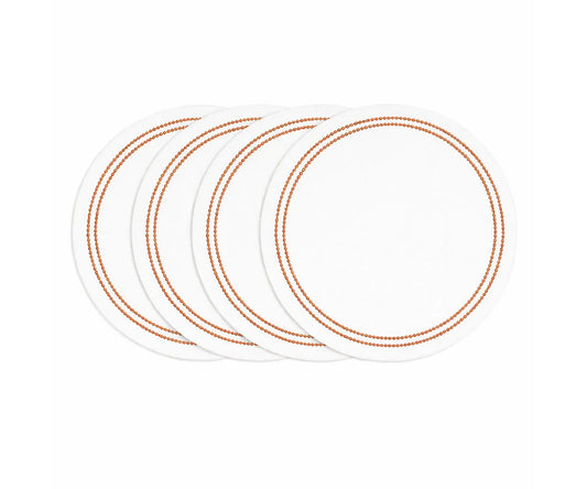 White Round Placemats - Terracotta Embroidery