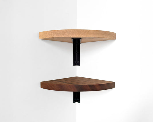 Corner Shelf with Black Steel Visible Bracket