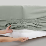 Egyptian Cotton-European Linen Adjustable Fitted Sheet Sage