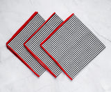 Black Striped Napkins with Red edges