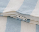 Blue Striped Cushion Covers, Cotton Linen Set of 2