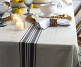 Navy Blue Striped Tablecloth