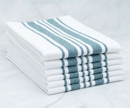 Green and White Napkins Set of 6