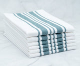 Green and White Napkins Set of 6