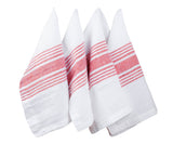 Red Linen Striped Napkins