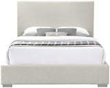 Crosby Mid Century Modern Bed with Elegant Linen Upholstery and Stylish Gold & Chrome Legs