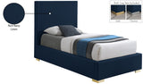 Crosby Mid Century Modern Bed with Elegant Linen Upholstery and Stylish Gold & Chrome Legs