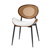 Flora Curved Wood Backrest Faux Leather Upholstery Cushion Dining Chair (Optional Types)
