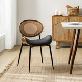 Flora Curved Wood Backrest Faux Leather Upholstery Cushion Dining Chair (Optional Types)