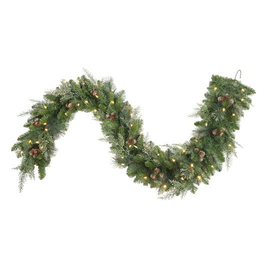 6 Foot Bergen Pine Pre-lit Artificial Christmas Garland with Gold Accents