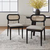 Konstantin Modern Solid Wood Dining Chairs with Rattan Backrest