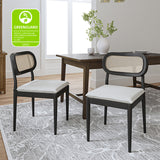 Konstantin Modern Solid Wood Dining Chairs with Rattan Backrest