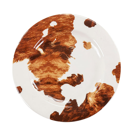 Elsa Cowhide Melamine Salad Plates, Set of 24
