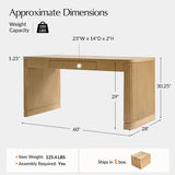 Modern Desk with Power Outlets and Fluted Wood Legs