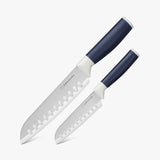 Duo-Grip 2 Piece Santoku Knife Set With Blade Guards, Grey
