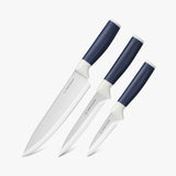 Duo-Grip 3 Piece Kitchen Knife Set With Blade Guards, Grey