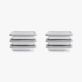 12 Piece Set (6 Containers + 6 Lids) Rectangular Nesting Glass Storage Containers, Red