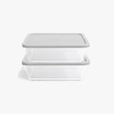 4 Piece Set (2 Containers + 2 Lids) 11 Cup Rectangular Glass Storage Containers, Blue