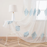 Kseniya - Sheer Curtain Panel - Blue on White