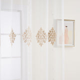 Olesya - Sheer Curtain Panel - Gold on White