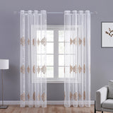 Olesya - Sheer Curtain Panel - Gold on White