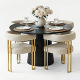 Dwen & Mia 46" Round Chenille Dining Table Set for 4 (5-Piece)
