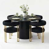 Dwen & Mia 46" Round Chenille Dining Table Set for 4 (5-Piece)