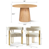Dwen & Mia 46" Round Chenille Dining Table Set for 4 (5-Piece)