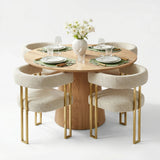 Dwen & Mia 46" Round Chenille Dining Table Set for 4 (5-Piece)