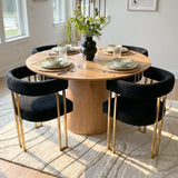 Dwen & Mia 46" Round Chenille Dining Table Set for 4 (5-Piece)