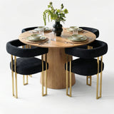 Dwen & Mia 46" Round Chenille Dining Table Set for 4 (5-Piece)