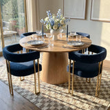 Dwen & Mia 46" Round Chenille Dining Table Set for 4 (5-Piece)