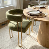 Dwen & Mia 46" Round Chenille Dining Table Set for 4 (5-Piece)