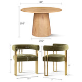 Dwen & Mia 46" Round Chenille Dining Table Set for 4 (5-Piece)
