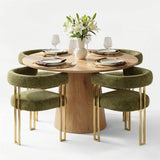 Dwen & Mia 46" Round Chenille Dining Table Set for 4 (5-Piece)