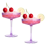 Ribbed Coupe Cocktail Glasses 8 oz | Set of 2 (Lavender, Set of 2)