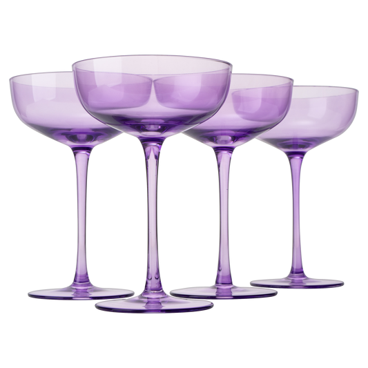The Wine Savant Colored Coupe Glass | 7oz | Set of 4 (Lavender Purple)