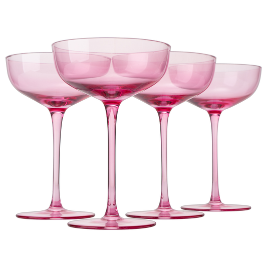The Wine Savant Colored Coupe Glass | 7oz | Set of 4 (Blush Pink)