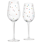 Polka Dot Stemmed Wine Glasses 16 Ounces Set of 2