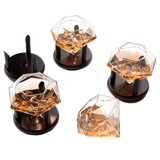 Set of 4 Diamond Whiskey & Wine Glasses With Wood Stands 10oz