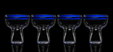 Mexican Hand Blown Blue Rim Margarita Glasses - Set of 4