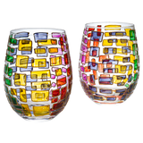 Renaissance Stained Glass Windows, (Stemless Wine Glasses)