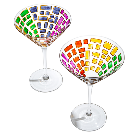 Renaissance Holiday Stained Glass Windows, (Martini Glasses)